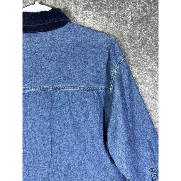 Vintage Nut Cracker Blue Denim Button Up Shirt Womens‎ XL Christmas Embroidery - Picture 9 of 14